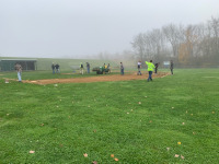 10/26/19: ATI crew resurfacing the base line with a special dirt at Kirby Park in Nichols, NY.